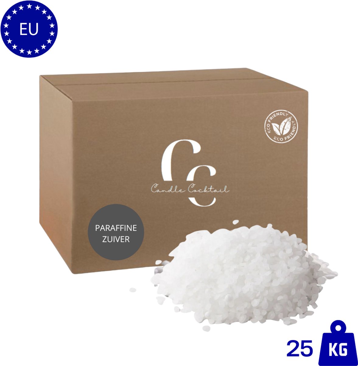 Candle Cocktail® Kwalitatieve Zuivere Paraffine | 25 KG Kaarsenwas | Smeltpunt 56–58°C | Gietwas | Voor Kaarsen Maken | Schoon Brandend | Snelle Stolling | Harde Kaarsen | Waxmelts | Paraffinewas